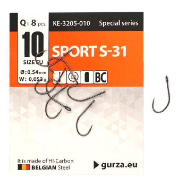 Gurza Hook with Large Eye Sport S-31 #10 BC 8pcs