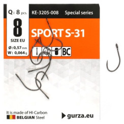 Gurza Hook with Large Eye Sport S-31 #8 BC 8pc