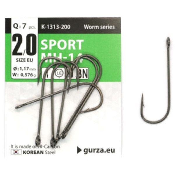 Gurza Sport MH-14 hook, wide eye #2/0 BN, 7 pcs.