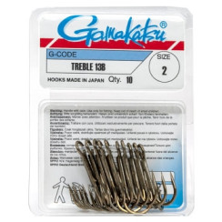 Крючок Gamakatsu тройной Treble 13B  Bronze #2 10шт