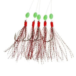 Fladen Feather Rig Sparkling Red Silver 5 Hooks Size 4