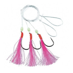 Fladen Featherrig Pink Marine Rig with Beeds, 5 Hooks, Size 6