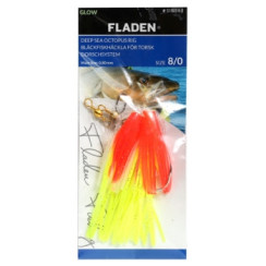 Marine rig Fladen Glowing Squids glow orange, hook size 8