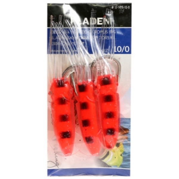 Marine Mount Fladen Wiged Octopus Red/Black 3-hooks 10/0