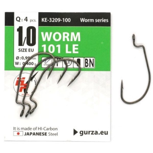 Offset hook Gurza Worm 101 LE #1/0 BN 4pcs