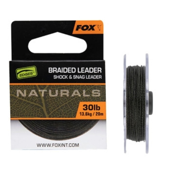 Fox Edges Naturals Braided Leader 20m 13.6kg/30lb