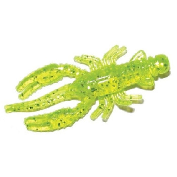 Silicone Big Bite Baits Craw 1.5" 10pc #Chartreuse Sparkle