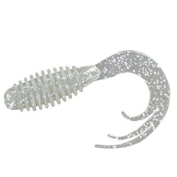 Silicone Big Bite Baits Ring Triple Tip Grub 2" 10pc #Glow Silver
