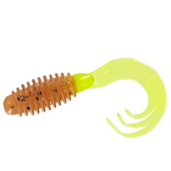 Silicone Big Bite Baits Ring Triple Tip Grub 2" 10pc #Pumpkin Seed/Cht Tail