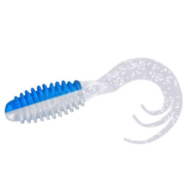 Silicone Big Bite Baits Ring Triple Tip Grub 2" 10pc #Blue-n-Silver