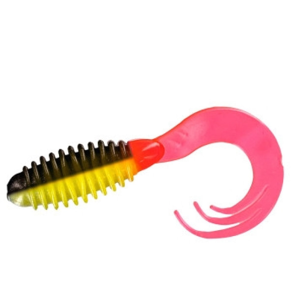 Silicone Big Bite Baits Ring Triple Tip Grub 2" 10pc #Yellow Dog