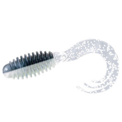 Silicone Big Bite Baits Ring Triple Tip Grub 2" 10pc #Black-n-Silver