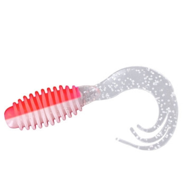 Silicone Big Bite Baits Ring Triple Tip Grub 2" 10pc #Red Head