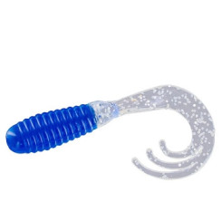 Silicone Big Bite Baits Triple Tip Grub 2" 10pc #Blue/Clear/Silver