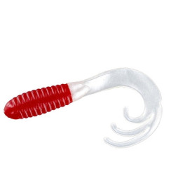 Silicone Big Bite Baits Triple Tip Grub 2" 10pc #Red/White