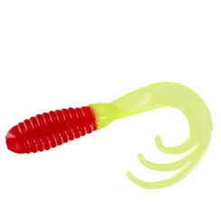 Silicone Big Bite Baits Triple Tip Grub 2" 10pc #Red/Chart