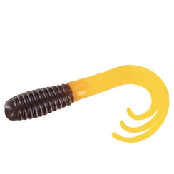 Silicone Big Bite Baits Triple Tip Grub 2" 10pc #Brown/Orange