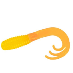 Silicone Big Bite Baits Triple Tip Grub 2" 10pc #Clear Yellow/Orange