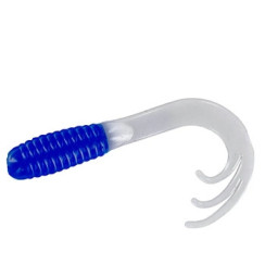 Silicone Big Bite Baits Triple Tip Grub 2" 10pc #Blue White Tip