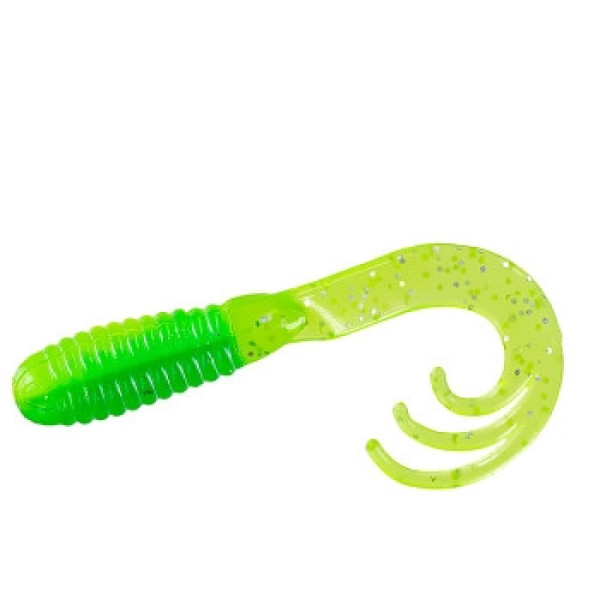 Silicone Big Bite Baits Triple Tip Grub 2" 10pc #Tractor Green