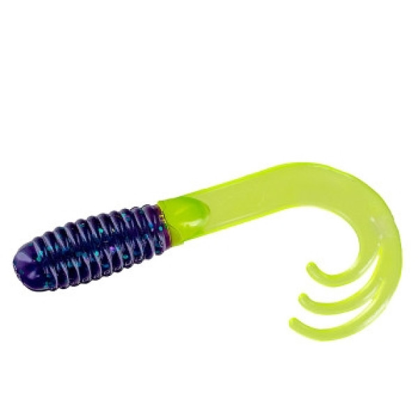 Silicone Big Bite Baits Triple Tip Grub 2" 10pc #Junebug/Chart