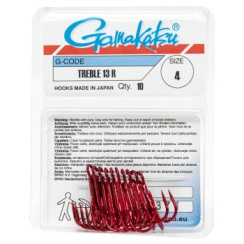 Гачок Gamakatsu потрійний Treble 13R Red #4 10шт