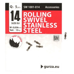 Вертлюг Gurza Rolling Swivel Stainless Steel BN #14 test 15kg 5pc