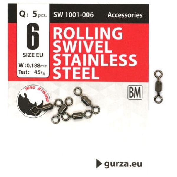Вертлюг Gurza Rolling Swivel Stainless Steel BN #6 test 45kg 5pc