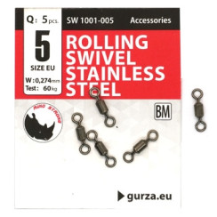 Вертлюг Gurza Rolling Swivel Stainless Steel BN #5 test 60kg 5pc