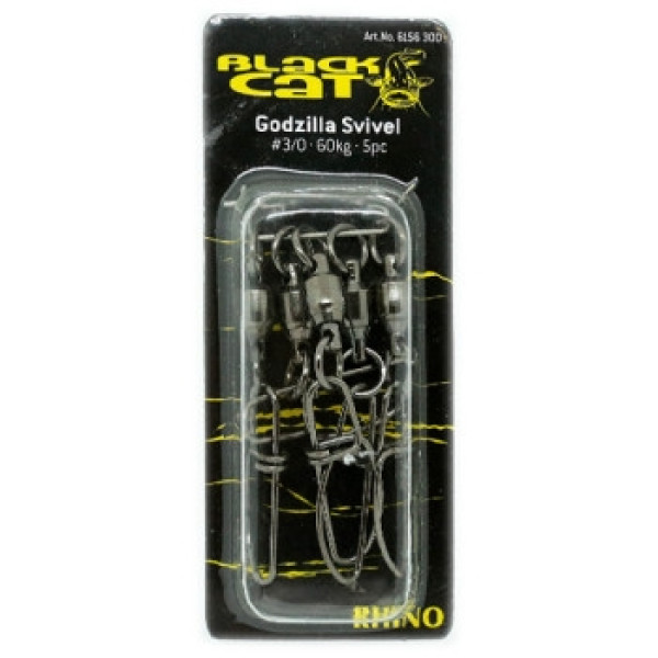 Вертлюг с застежкой Black Cat 62mm Godzilla Swivel 3/0 5pcs