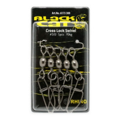 Вертлюг с застежкой Black Cat №3/0 Cross Lock 70kg 5pc