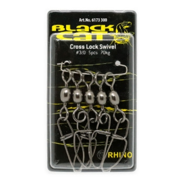 Вертлюг с застежкой Black Cat №3/0 Cross Lock 70kg 5pc