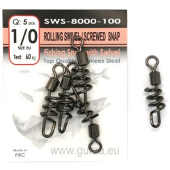 Застежка Gurza с вертлюгом Rolling swivel/Screwed Snap BN #1/0 5pc