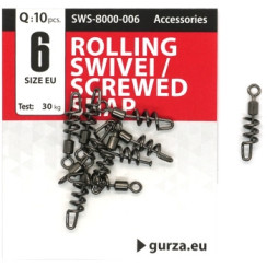 Застежка Gurza с вертлюгом Rolling swivel/Screwed Snap BN #6 10pc