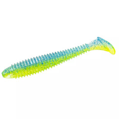 Silicone Big Bite Baits Pro Swimmer 4.8" 5pc #Electric Blue/Chartreuse
