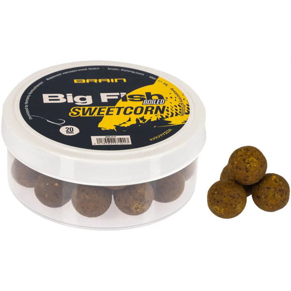 Brain Big Fish Sweetcorn Boiled Boilies 20mm