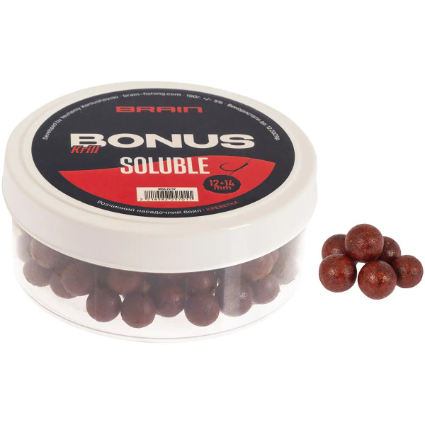 Бойлы растворимые Brain Bonus Krill (креветка) 12+14mm 190g