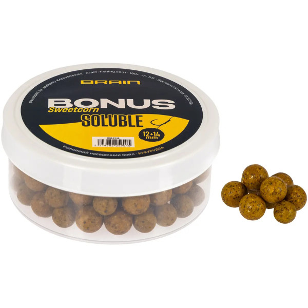 Бойли розчинні Brain Bonus Sweetcorn (Кукурудза) 12+14mm 190g