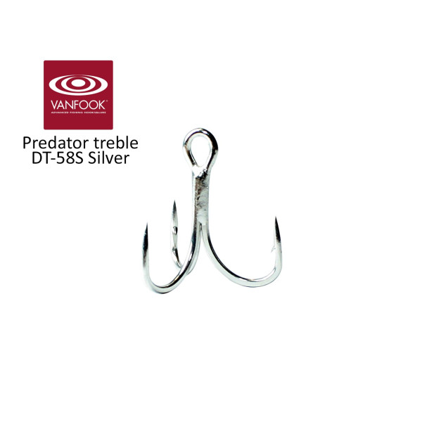 Крючки Vanfook тройные Predator treble DT-58S Silver #08