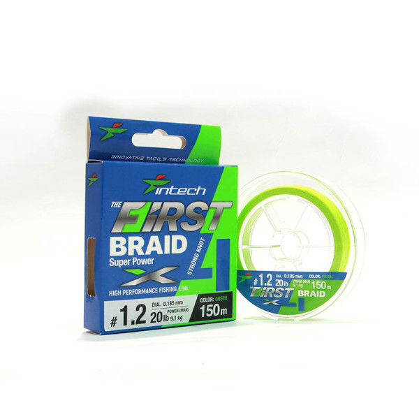 Cord Intech First Braid X4 150m #1.2/0.185mm 20lb/9.10kg Green