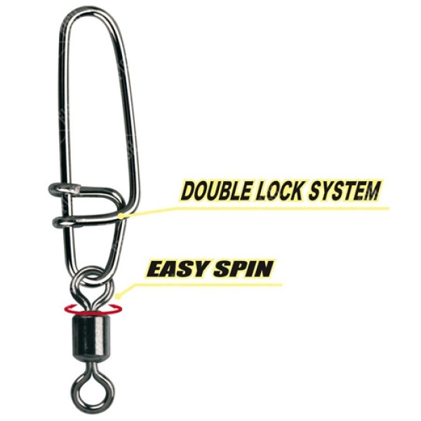 Вертлюжок с застежкой Gamakatsu Hyper Strong Snap With Hyper Swivel №2 32kg (4шт/уп) ц:black