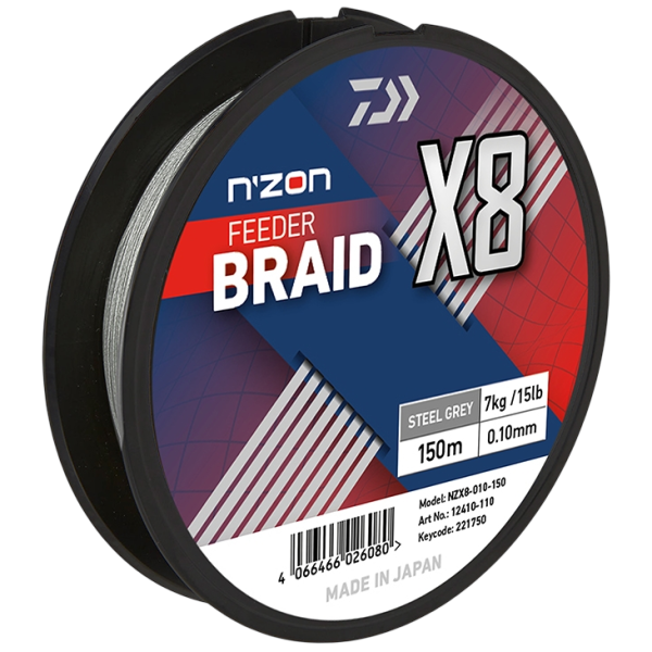Шнур Daiwa N'Zon X8 Braid 150m Steel Gray 7.0kg 0.10mm