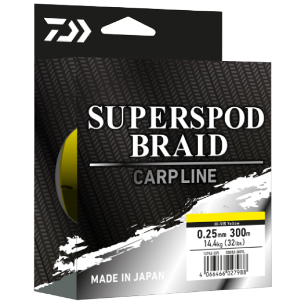 Шнур Daiwa Superspod Braid 300m Hi-Vis Yellow 14.4kg 0.25mm