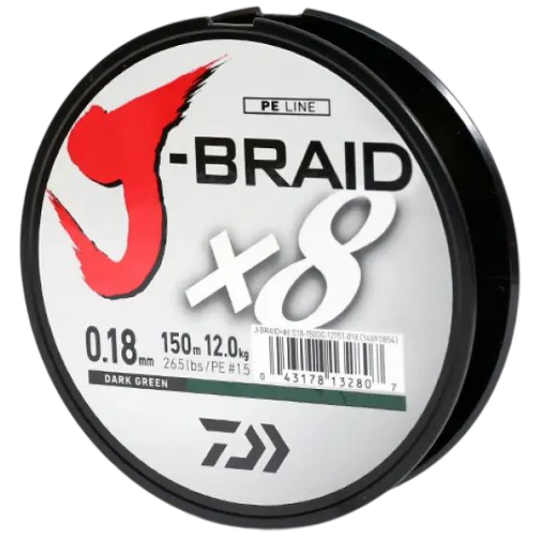 Шнур Daiwa J-Braid X8 0,16mm 150м Dark Green