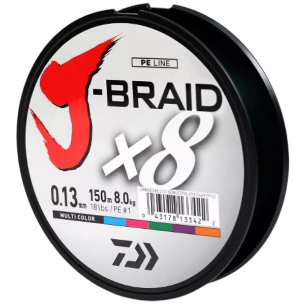Шнур Daiwa J-Braid X8 0,18mm-150м MULTI COLOR