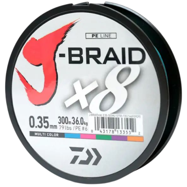 Cord Daiwa J-Braid X8 300m Multi Color 56kg 0.51mm #10.0