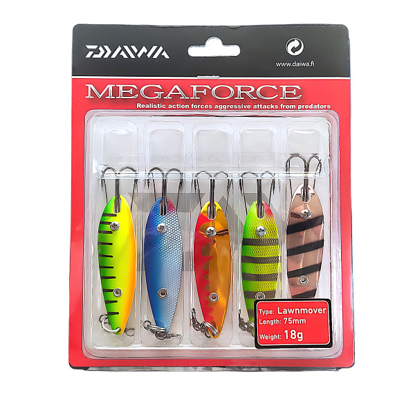 Daiwa Megaforce Lawnmover 75mm 18g Spoon Set (5 pcs)