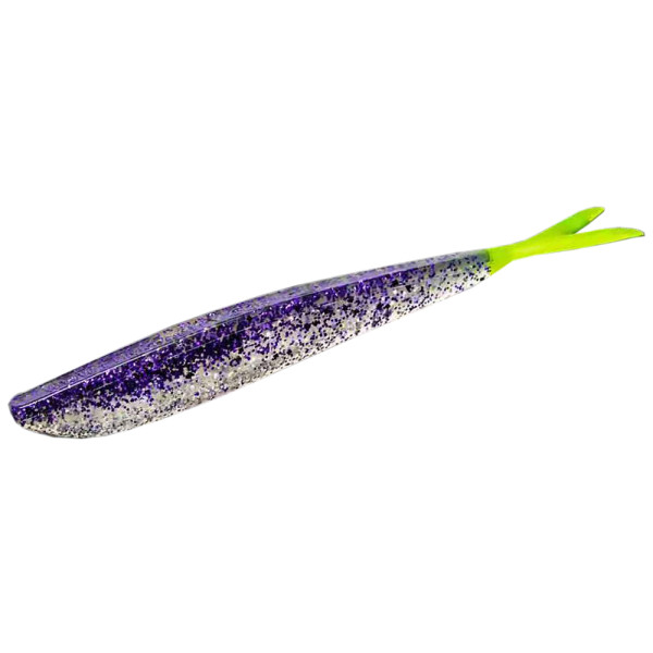 Silicone Lunker City Fin-S Fish 8/BG 4" #281 Purple Ice Chartreuse Tail