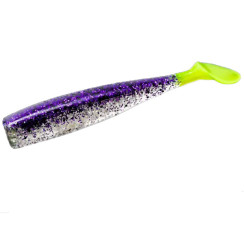 Silicone Lunker City Shaker 8/BG 3.25" #281 Purple Ice Chartreuse Tail