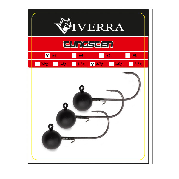 Viverra 2.7g Tungsten Jig Head #6 Black